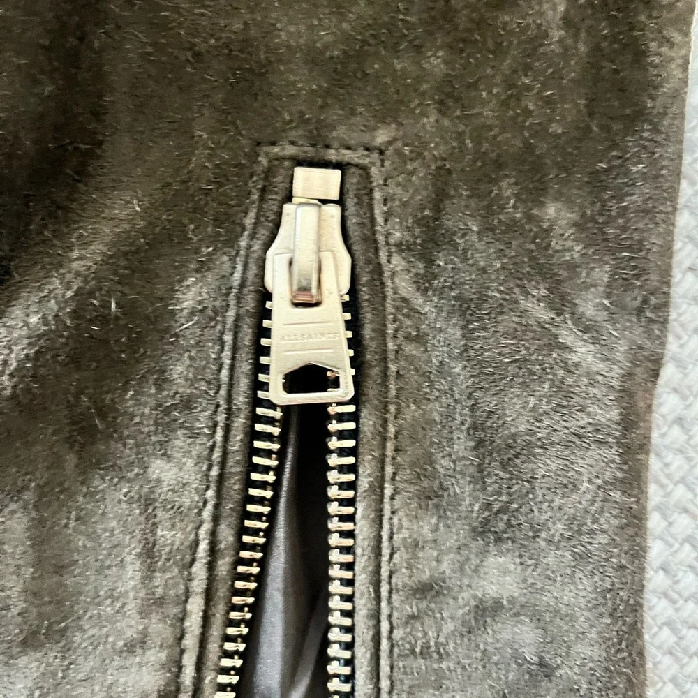 All Saints Olive Leather Jacket - Picture 5 of 7